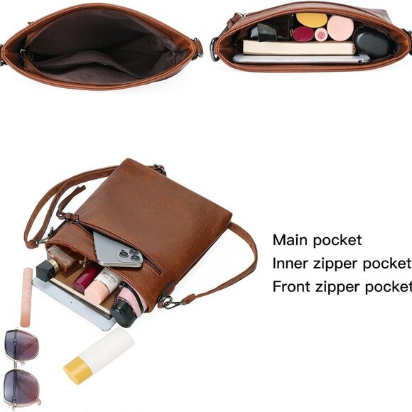 Women Crossbody Bag Set Leather Small Lightweight Travel Purse - Picture 2 of 8